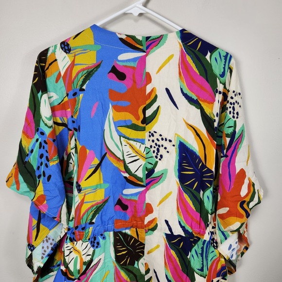 Palms Away Tropical Maxi Dress Oversize Dolman Sleeves Sz S CRUISE VACATION Beac - Picture 10 of 16